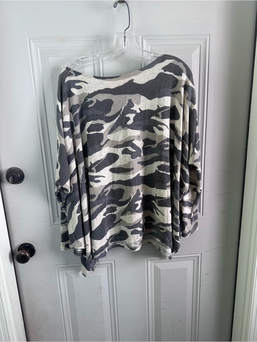 ODDY Gray & Cream Camo Long-Sleeve Oversized Top